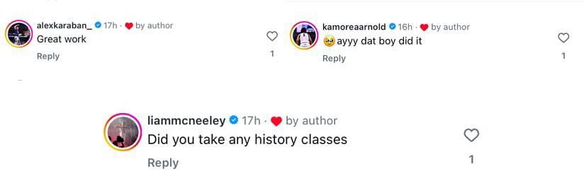 Alex Karaban, KK Arnold and Liam McNeeley hype up UConn coach Malik Martin as he completes masters degree - Image source: Instagram/malikmartin__